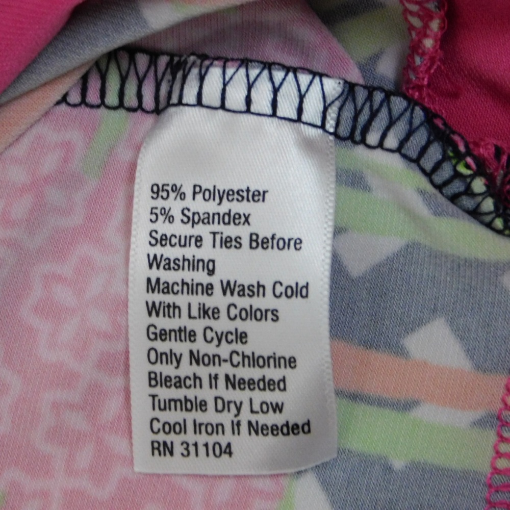 KAARI BLUE Cold Shoulder Shift Dress XS Navy Pink Stretch Knit Preppy Tropical - Picture 8 of 8